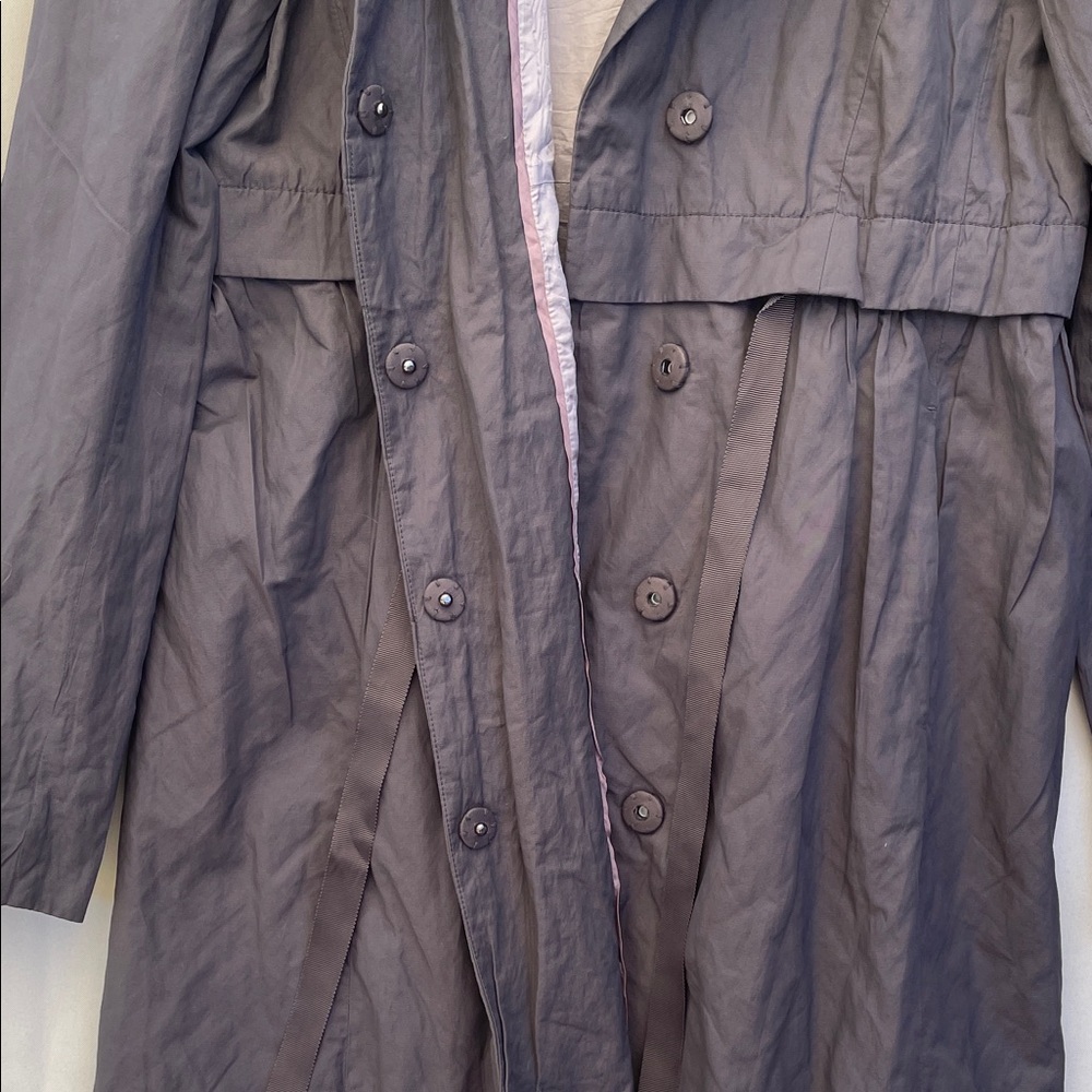 Ann Taylor LOFT‎ Trench Coat size 4, slate grey, cinched waist tie - Picture 7 of 14